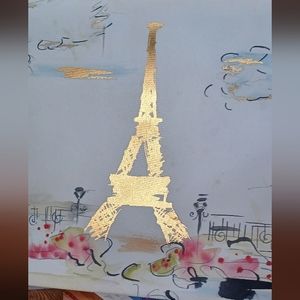 Stretched Canvas Art gold foil Paris Eiffel Tower modern painting print
